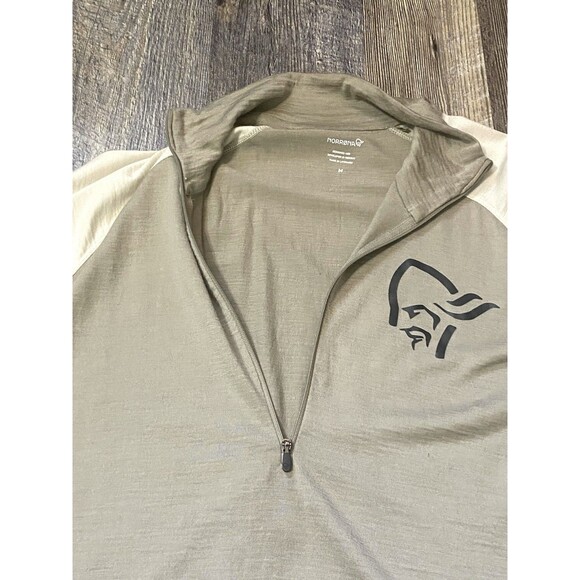 Norrøna Femund PureUll 180 Wool Zip Neck Top M Winter Twig Baselayer Flaws - Picture 5 of 16